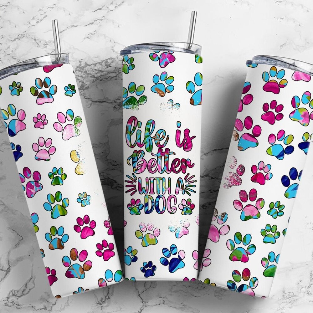 Life is better with a dog metal insulated tumbler - Picture 1 of 1